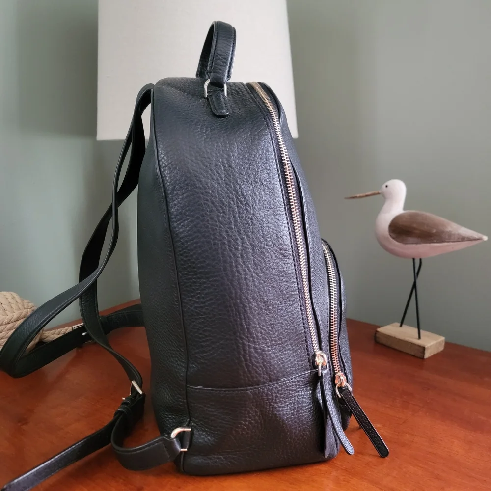 Kate Spade WKRU5945 Jackson Black Pebbled Leather Backpack Bag